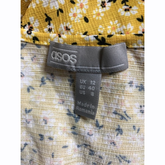 SOLD *** ASOS Yellow Floral Print Long Sleeve Midi Dress - Picture 6 of 6